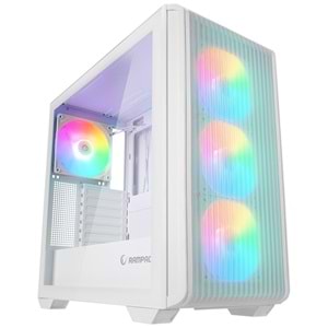 Rampage CRAFT Beyaz Mesh Type-C*1+Usb3,0*2+Hd Audio 1*14CM+3*12CM ARGB Fan ATX Mid-T Gaming Oyuncu Kasası