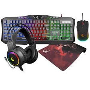Rampage KM-404 ARGENTI Rainbow Aydınlatmalı USB Gaming Combo Q Klavye + Kulaklık + Mouse + Mousepad
