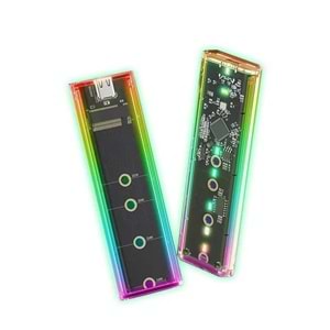 Molix MX-2001 USB 3.1 to PCI-E NVME M.2 SSD Şeffaf RGB Harddisk Kutusu