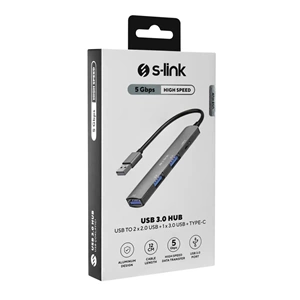 S-Link SW-U333 3*USB2.0 1*USB3.0 Metal USB Çoklayıcı Hub