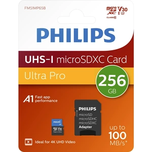 Philips 256GB 100MB/S CLAS10 U3 UHS Micro SD Hafıza Kartı (FM25MP65B/00)
