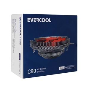 Evercool C80 37CFM 2600RPM 8CM AM5/LGA1700 Universal Hava Soğutmalı İşlemci CPU Fan