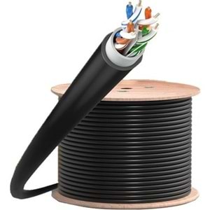 Cabcom 305M CAT6 23AWG UTP-LSZH Makaralı Siyah Outdoor İnternet Kablosu