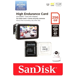 Sandisk High Endurance 256GB U3 V30 100/40MB/S Micro SD Hafıza Kartı (SDSQQNR-256G-GN6IA)