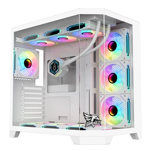 Gameagle Edge 7xARGB FAN 850W 80+Plus Bronze (360MM DİJİTAL EKRANLI SIVI SOĞUTMA DAHİL) Beyaz Akvaryum Kasa