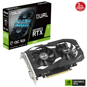 Asus Dual Geforce RTX3050 6GB GDDR6 96BIT Gaming Oyuncu Ekran Kartı (DUAL-RTX3050-06G)