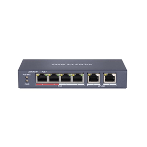 Hikvision DS-3E0106P-E/M(B) 4Port 10/100MBPS 2xUpLink 10/100 45W Yönetilemez PoE Switch