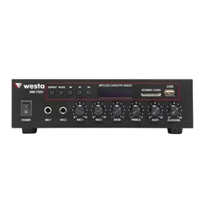 Westa WM-750U 80W 2Kanal 8OHM USB/Bluetooth/SD Card Mikser Amfi