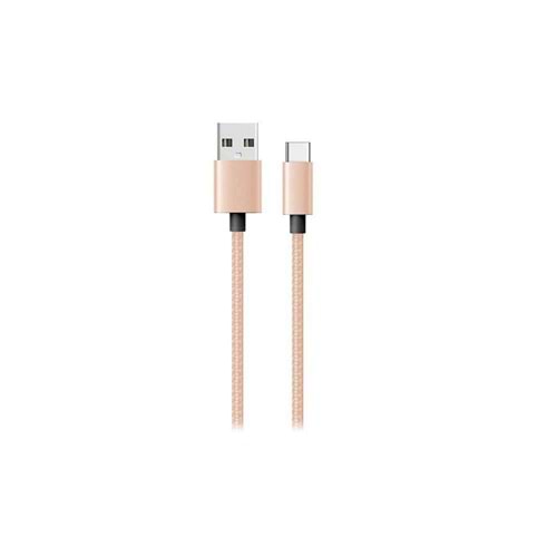 Hytech HY-X448 1M 3A Type-C Kılıflı Metal Gold Şarj Kablosu