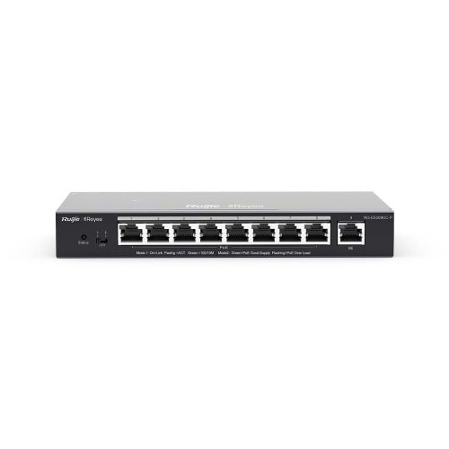 Ruijie RG-ES209GC-P 8Port + 1Port Uplink 10/100/1000 8Port PoE/PoE+ 120W Ruijie Cloud Yönetilebilir Desktop Switch