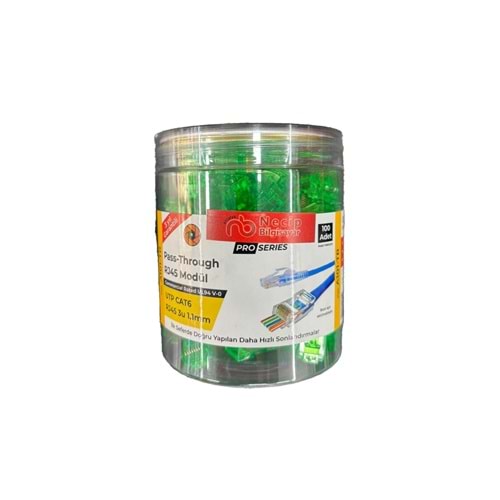 Necip Bilgisayar A102-TR UTP CAT6 RJ45 3U 100'lü Yeni Nesil Yeşil Jack