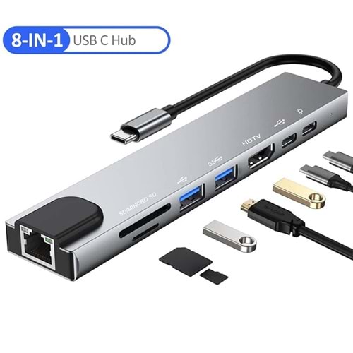 Molix MX-1208 Type-C Çoklayıcı 8in1 Multifonksiyon Çevirici