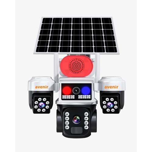 Avenir AV-S463W 6MP 3Kameralı 4G+SOLAR PTZ Bullet Güvenlik Kamerası