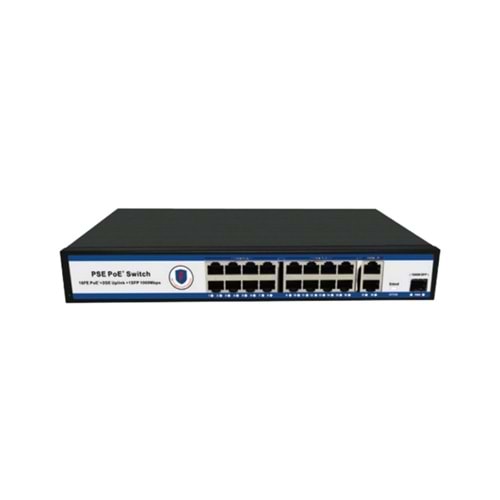 Novacom 16Port 10/100 Poe 2X100/1000 Uplink 1xSFP Poe Switch (NVC-HIF1621GBL-C)
