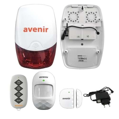 Avenir AV-02WF Kablosuz Alarm Seti ( 1 Ana panel + 1 Hareket Sensörü + 2 Manyetik Kontakt + 1 Kumanda)