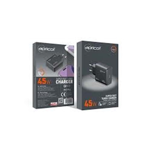 Apricot APC-U445/B 45W GAN Siyah Hızlı Şarj Adaptörü