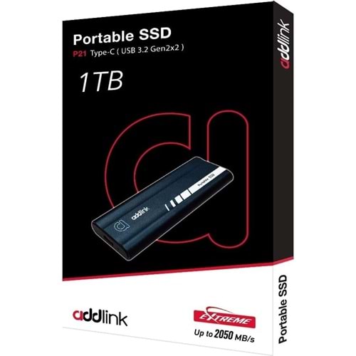 Addlink P21 1TB 2000/1950MB/S USB 3.2 to TYPE-C Taşınabilir M.2 SSD Disk (AD1TBP21B2K)