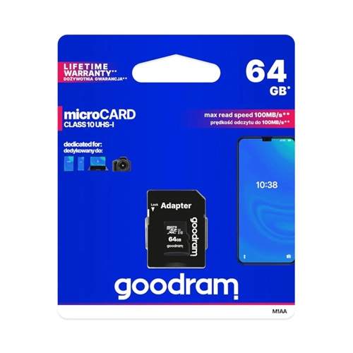 Goodram 64GB CLASS10 UHS-I U1 Micro SD Hafıza Kartı (MSD-M1AA-0640R12-64GB)