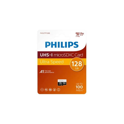 Philips Ultra Speed 128GB UHS-I U3 100/45MB/S CLASS10 Micro SD Hafıza Kartı (FM32TF128B/93)
