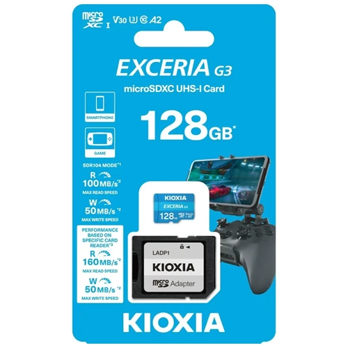 Kioxia Exceria G3 128GB 100/50MB/S UHS-I CLASS10 Micro SD Hafıza Kartı (LMEX3L128GG2)