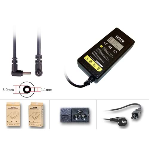 Retro RNA-AC06 19V 3.42A 3.0*1.1 65W Acer Uyumlu İğne Uç Notebook Adaptörü