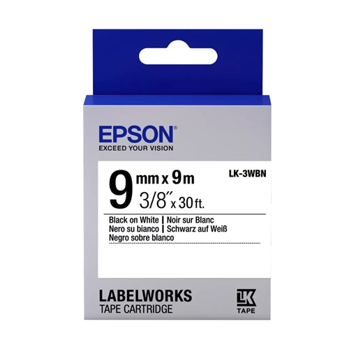 Epson Laberworks LK-3WBN 9MM Standart Beyaz Üzerine Siyah 9Metre Etiket