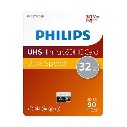 Philips Ultra Speed A1 V30 32GB CLASS10 UHS-I Micro SD Hafıza Kartı (FM22TF032B/93)