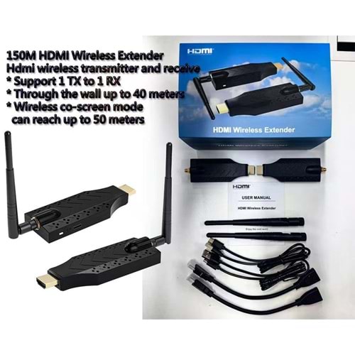 Solidfast 150M RX to TX HDMI Wireless Extender Antenli Kablosuz HDMI Uzatma