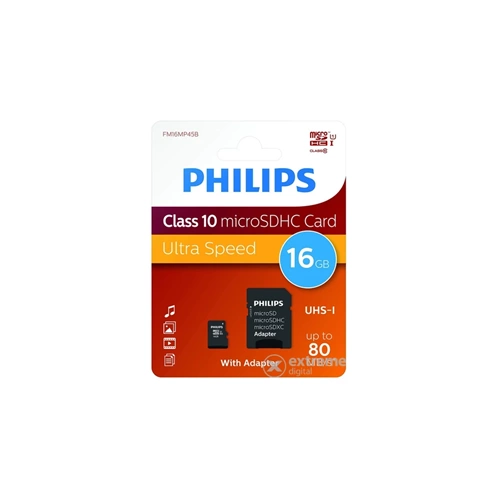 Philips Ultra Speed 16GB CLASS10 U1 V10 UHS-I Adaptörlü Micro SD Hafıza Kartı (FM16MP45B/00)