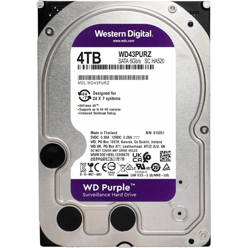 Western Digital Purple 4TB 5400RPM 128MB SATA3 7/24 3.5
