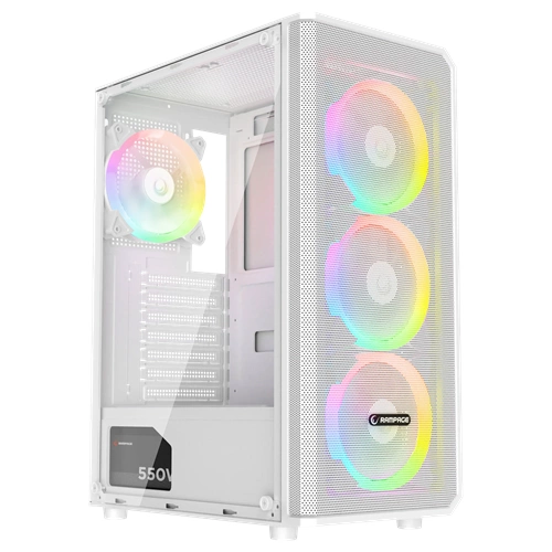 Rampage HELIOS 550W 80+ 4xRGB FAN 1xUSB3.0 2xUSB2.0 Beyaz Gaming Oyuncu ATX Kasası