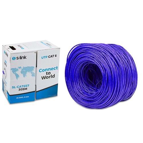 S-Link SL-CAT657BL 305M 23AWG UTP Mavi CAT6 Patch Kablo