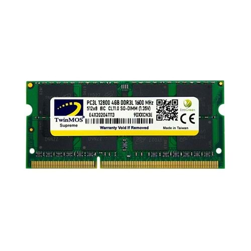 Twinmos 4GB DDR3 1600MHZ 1.5V CL11 SODIMM Notebook Bellek Ram (MDD34GB1600N)