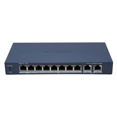 Hikvision DS-3E1310P-EI/M 8Port PoE 10/100 2xUpLink 10/100/1000 60W Yönetilemez PoE Switch