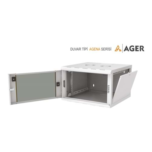 Ager 12U 60X60 Yan Kapak Açılır Duvar Tipi Beyaz Kabinet