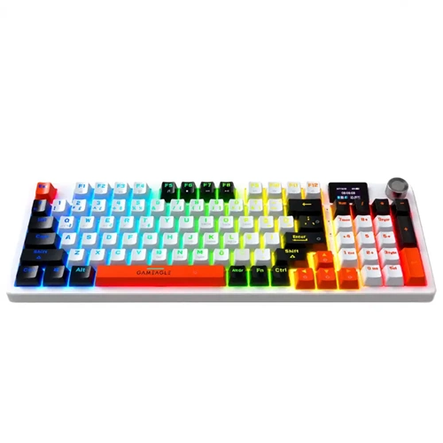 Gameagle Vision Prime Mix V1 Red Switch 2.4GHZ/Bluetooth RGB Kablosuz Ekranlı Mekanik Gaming Beyaz/Siyah Oyuncu Klavyesi