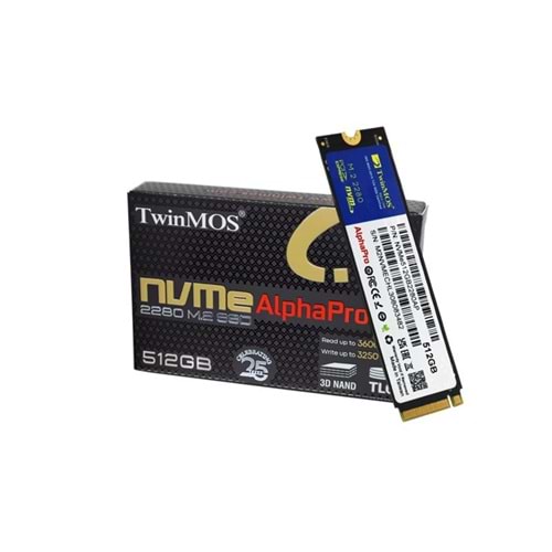 TwinMos 512GB 3600/3250MB/S NVME M.2 GEN3 SSD Disk (NVME512GB2280AP)