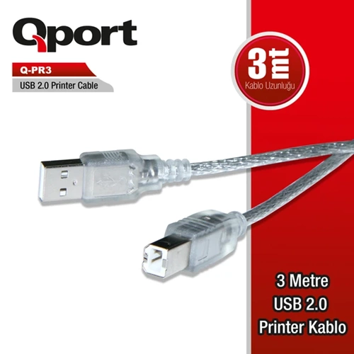 QPort Q-PR3 USB2.0 3M Yazıcı Printer Kablosu