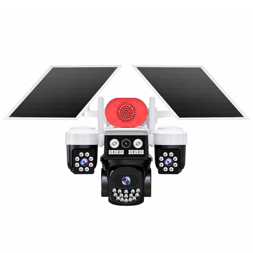 Joysee SW3 3x3MP 1x3.6MM 2x2.8MM 2xSolar Üç Kameralı Dahili Mikrofonlu Çift Yönlü Ses Işıklı Gece Renkli Wi-Fi Destekli PTZ Kamera