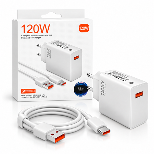 Molix FG-120 120W Hızlı Telefon Şarj Adaptörü + USB to Type-C Telefon Şarj Kablosu