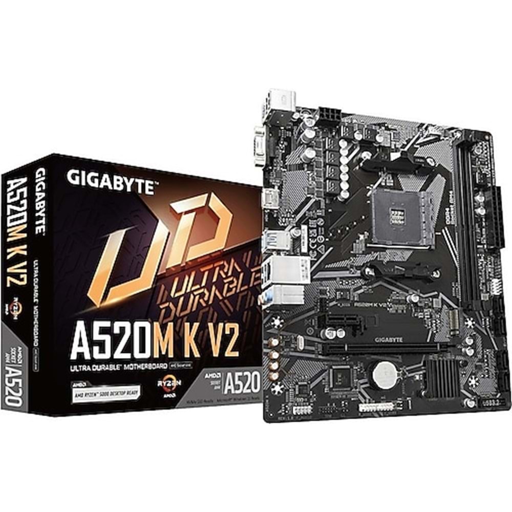 Gigabyte A520M K V2 AM4 DDR4 Ses Glan HDMI/VGA Sata3 USB3,2 mATX Anakart