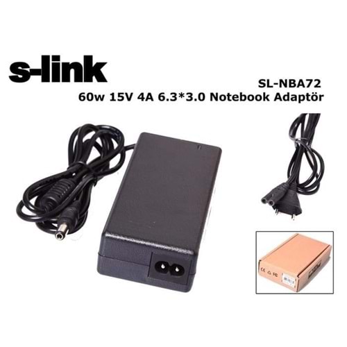 S-Link SL-NBA72 60w 15V 4A 6,3*3,0 Toshiba Notebook Adaptör