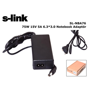 S-Link SL-NBA76 75W 15V 5A 6,3*3,0 Toshiba Notebook Standart Adaptör