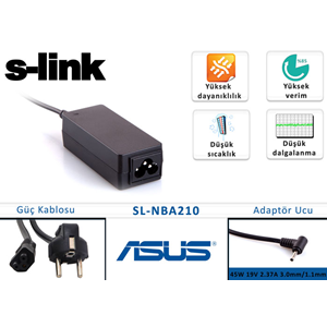 S-Link SL-NBA210 45W 19V 2,37A 3,0mm/1,1mm Asus Ultrabook Standart Adaptör