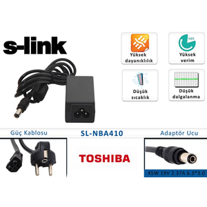 S-Link SL-NBA410 45W 19V 2,37A 6,3*3,0 Toshiba Notebook Standart Adaptör