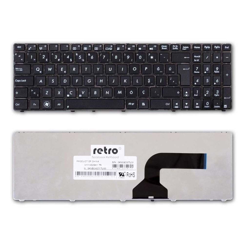 Retro NBKL503ATR Asus F50, F70, G60, N50, N70 Notebook Klavyesi - Siyah - TR - İzolasyonlu Tuş Yapısı