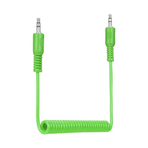 S-Link SL-SP4 1M Stereo M/M Yeşil Spiral Ses Kablosu