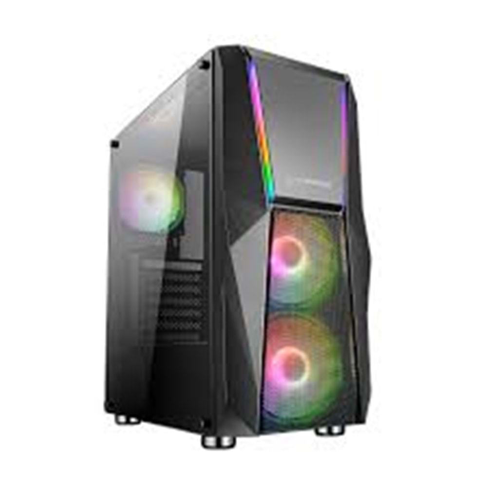 Rampage X-FORCE 3*RGB Fanlı Tempered Camlı Gaming Oyuncu Kasası