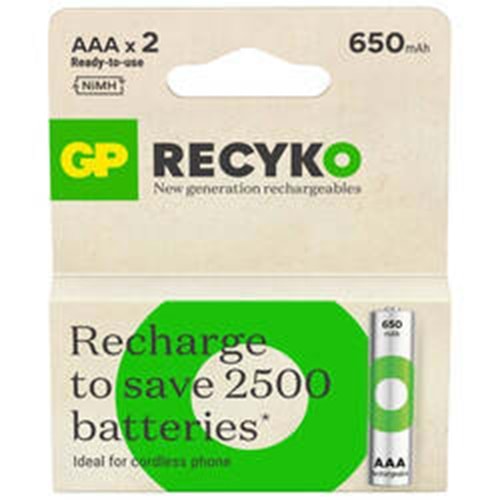 GP 650 Recyko+Şarj Edilebilir İnce 2 li Pil