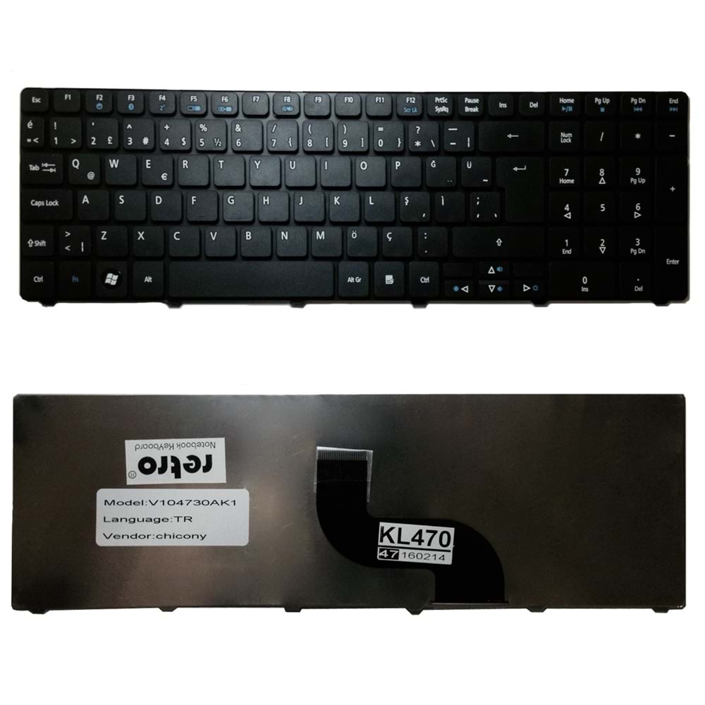 Retro NBKL305BTR Acer Aspire 6530 Uyumlu Notebook Klavyesi - Siyah - TR